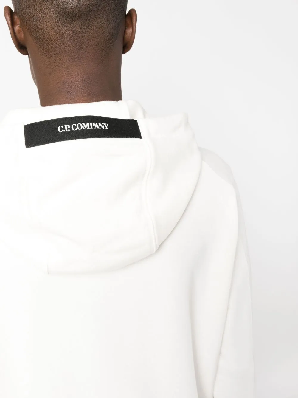 CP Company Sweat à capuche Blanc Diagonal raised fleece Classic