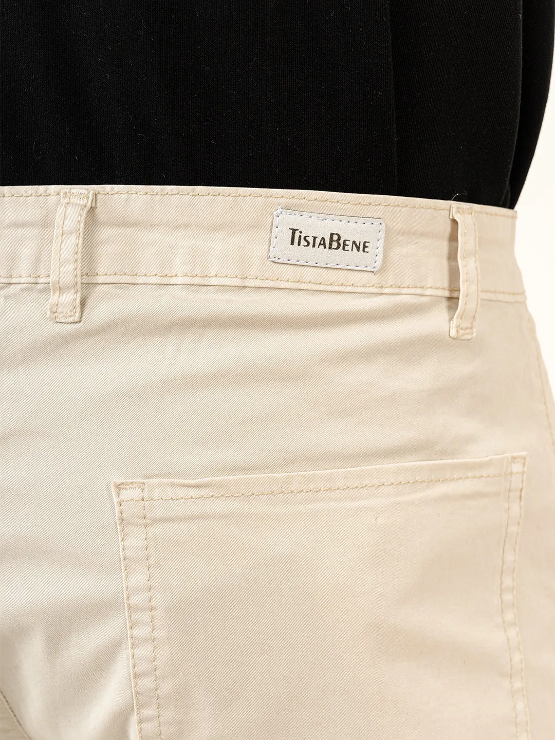 Cream Flared Straight Fit Cargo Pants