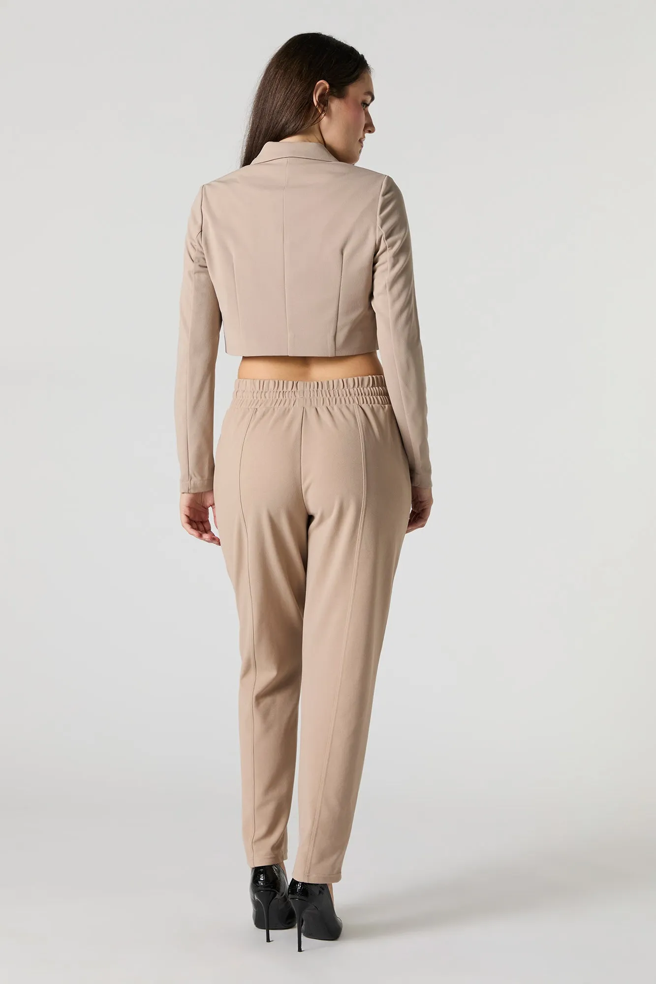 Crepe Drawstring Cropped Dress Pant