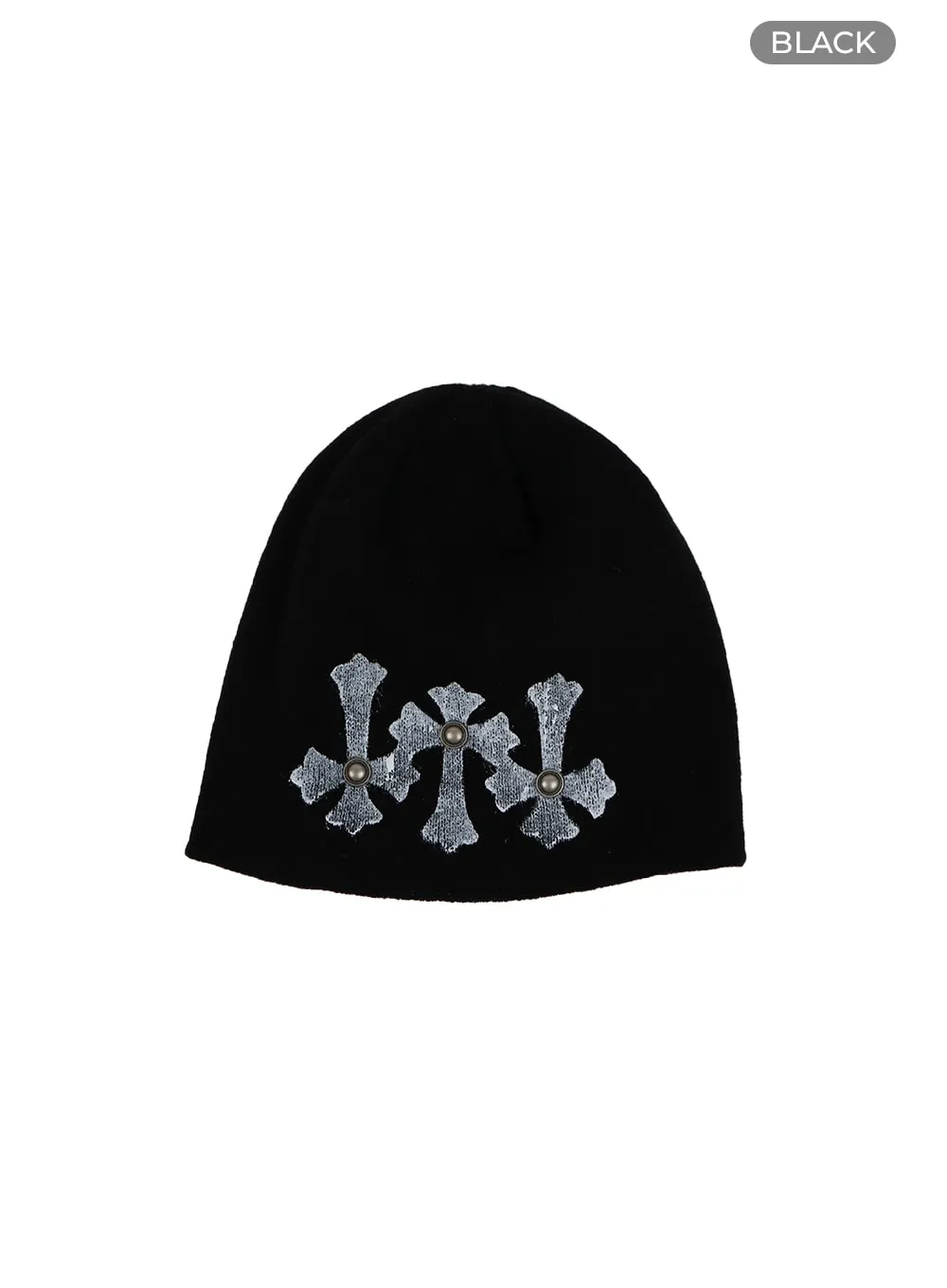 Dark Grunge Stud Graphic Beanie CF428