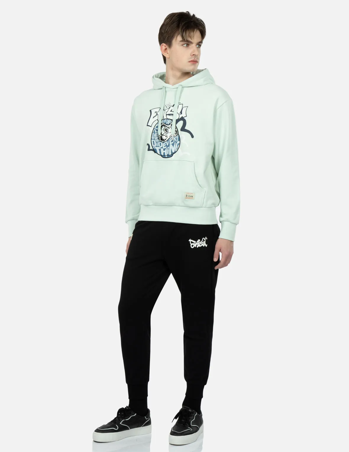 Daruma Denim Appliqué Hooded Sweatshirt