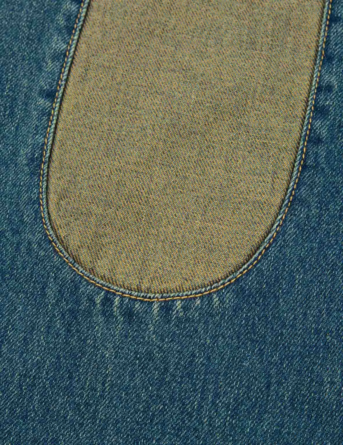 Deconstruction Fabric Blocking Daicock Carrot-Fit Denim Jeans #2017