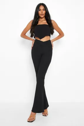 Deep Wrap Waist Ribbed Flares