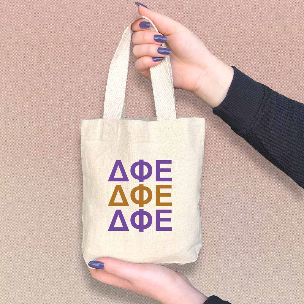 Delta Phi Epsilon Sorority Greek Letters Mini Tote Gift Bag