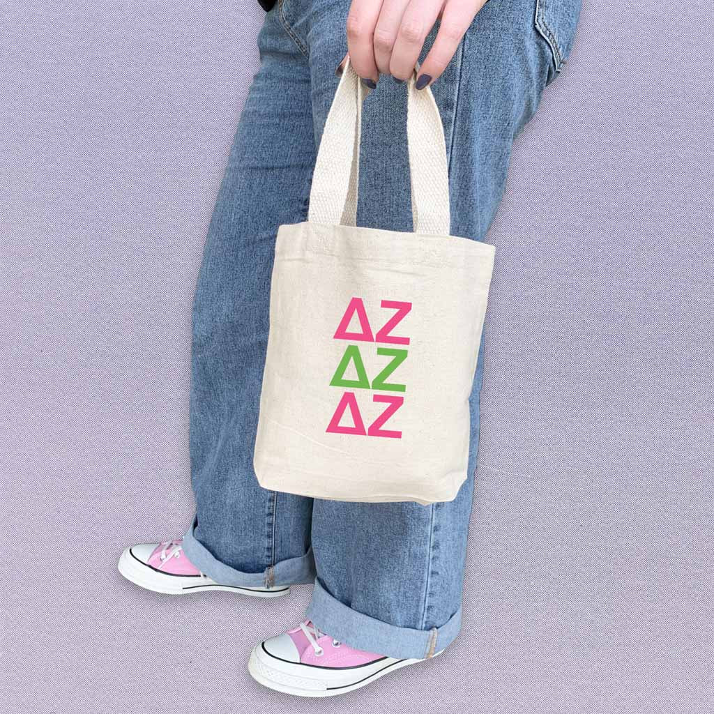 Delta Zeta Sorority Greek Letters Mini Tote Gift Bag