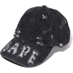 DENIM DISTRESSED LOGO CAP MENS