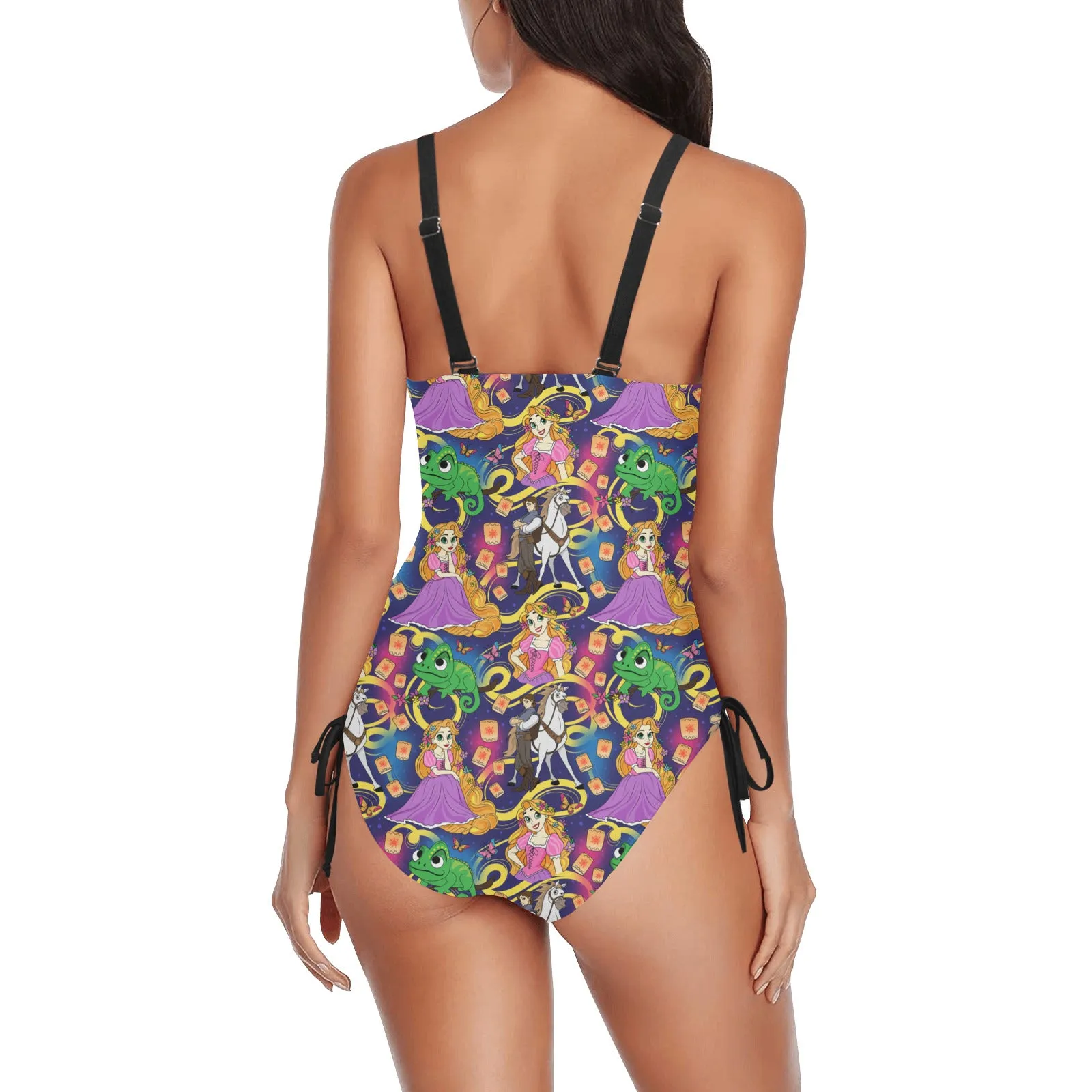 Disney Tangled Rapunzel At Last I See The Light Drawstring Side Women's One-Piece Swimsuit