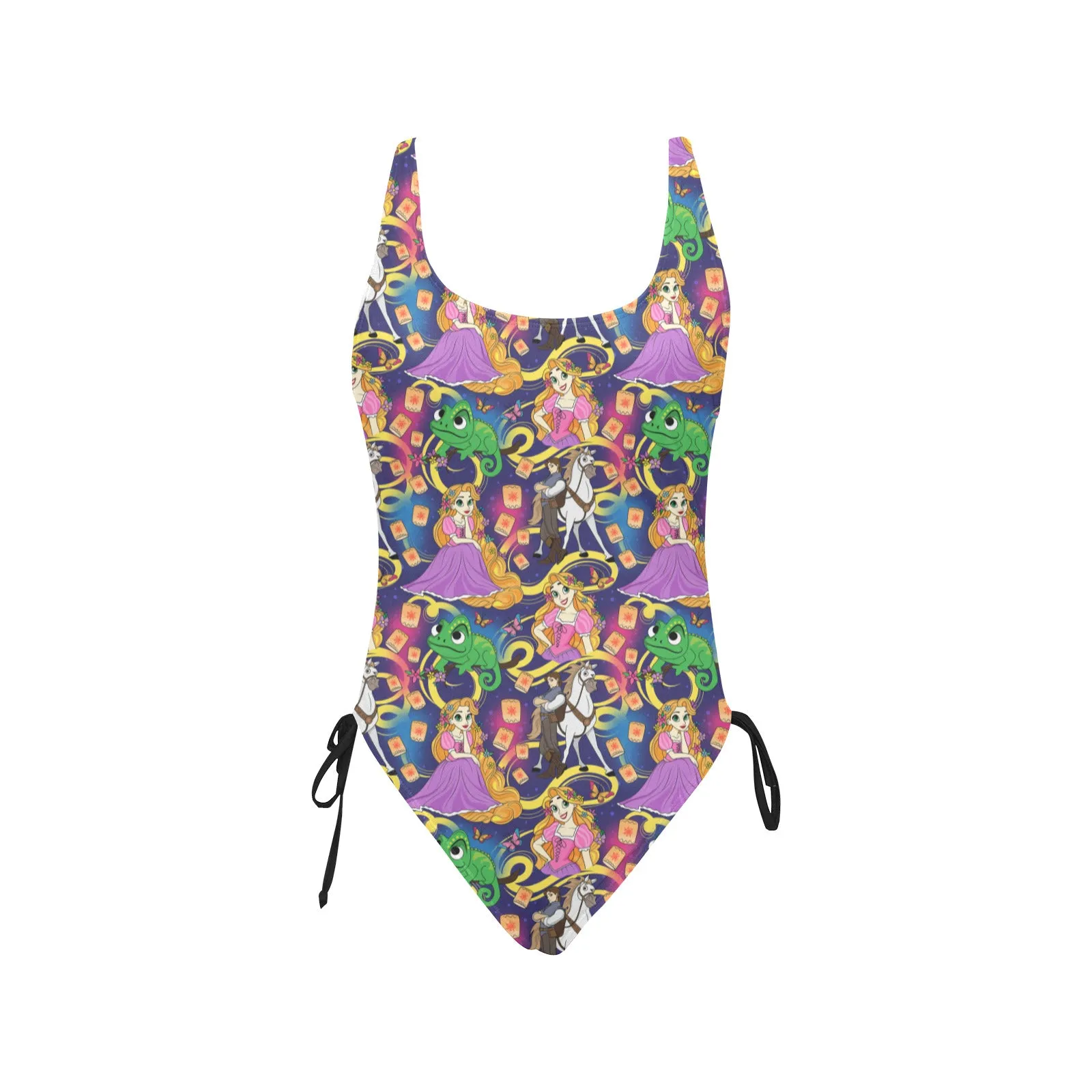 Disney Tangled Rapunzel At Last I See The Light Drawstring Side Women's One-Piece Swimsuit