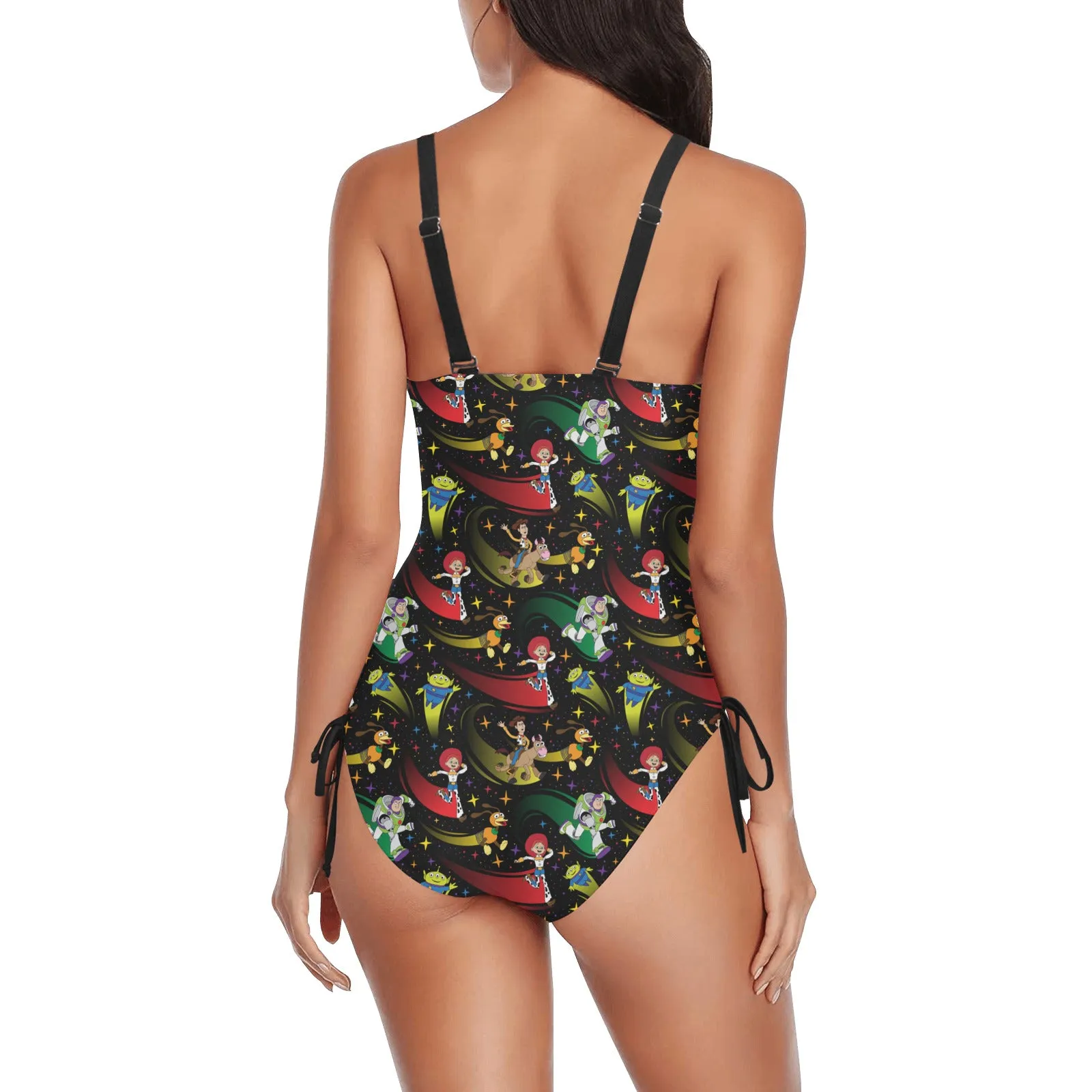 Disney Toy Story Roundup Friends Drawstring Side Women's One-Piece Swimsuit