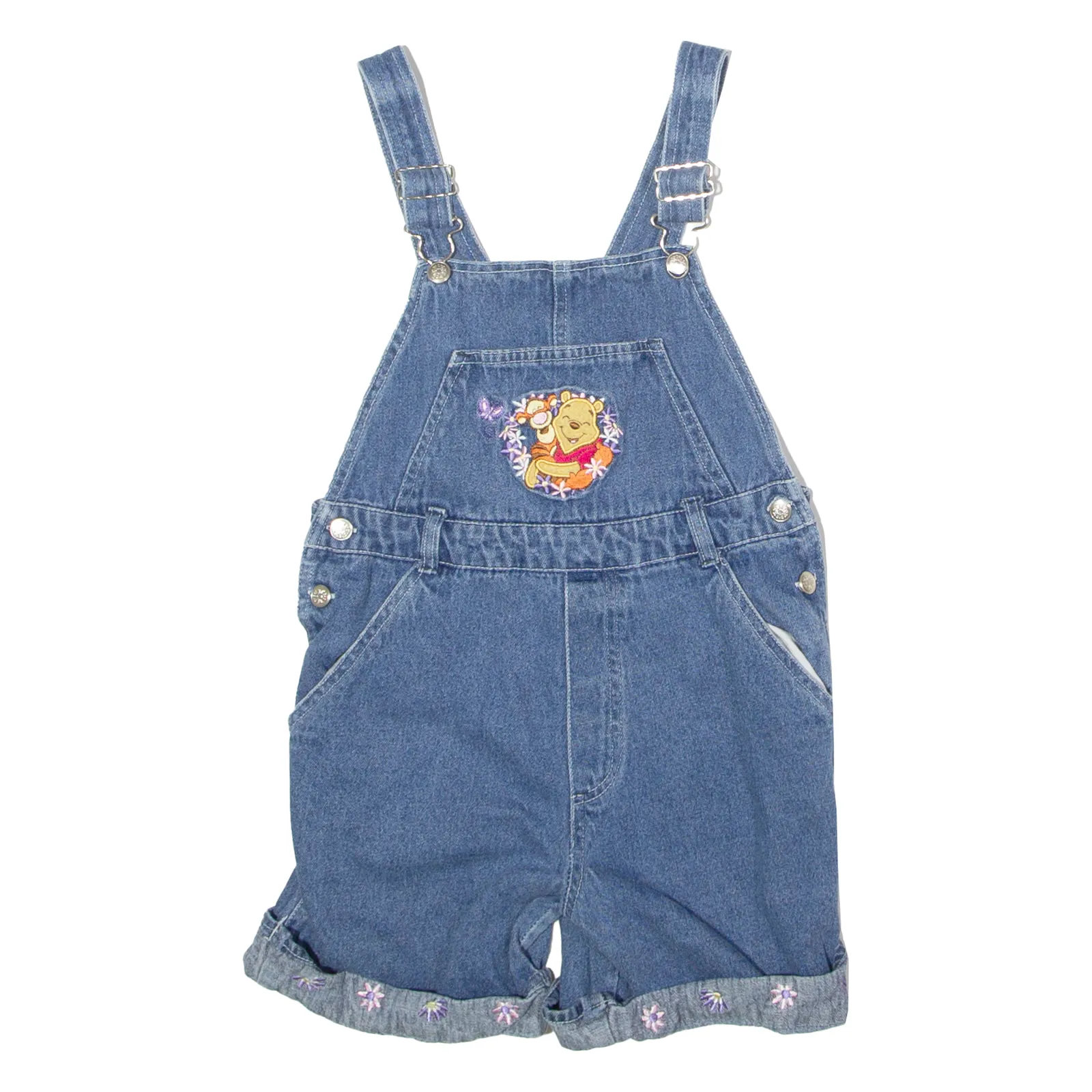 DISNEY Winnie The Pooh And Tigger Girls Dungarees Blue Denim 90s 7-8Y W26 L4