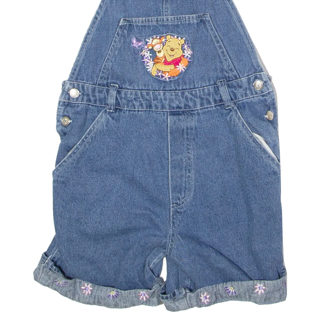 DISNEY Winnie The Pooh And Tigger Girls Dungarees Blue Denim 90s 7-8Y W26 L4