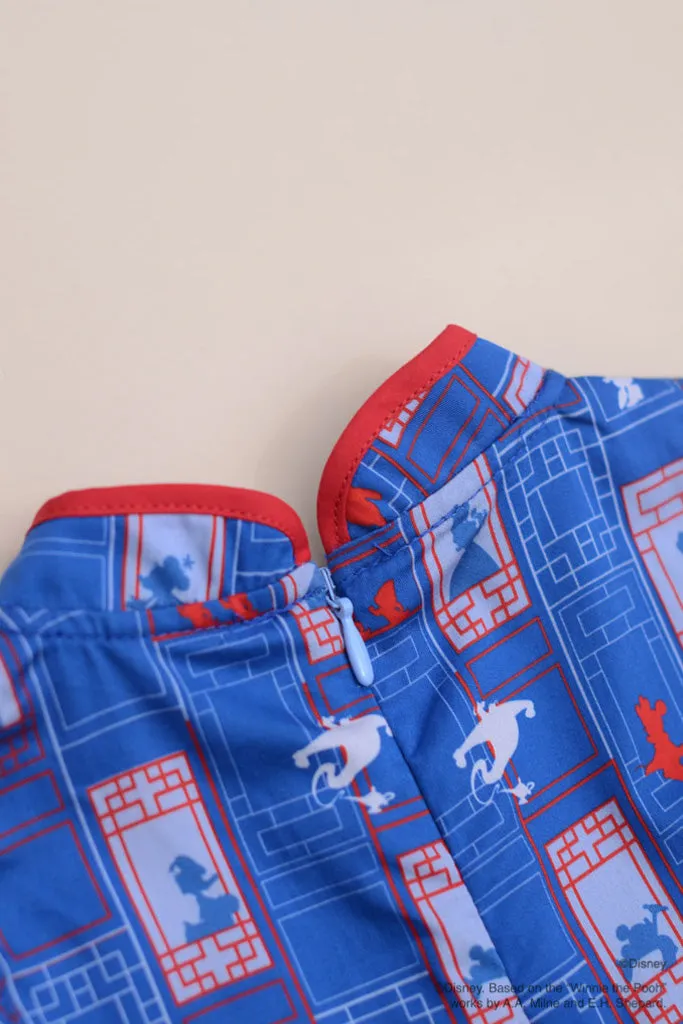 Disney100 Flare Cheongsam - Blue Doors