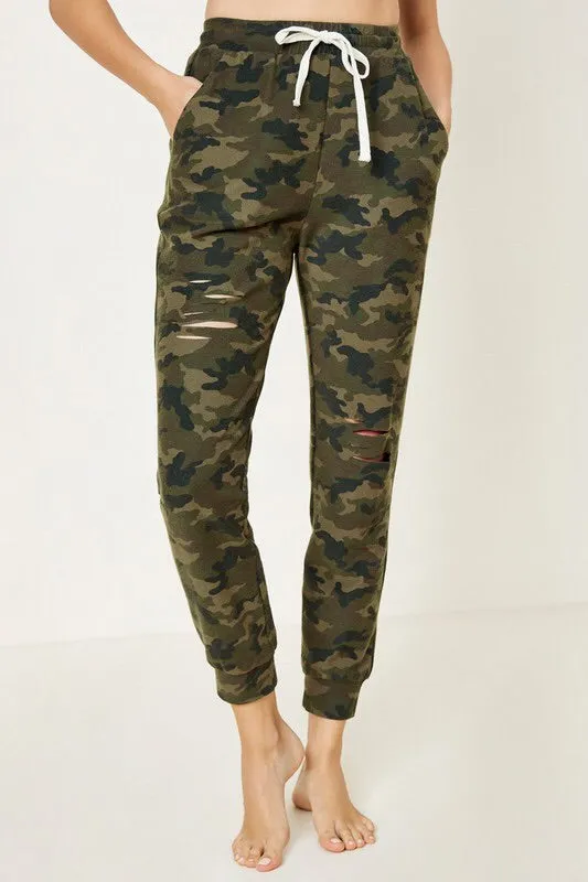 Distressed Camo Joggers