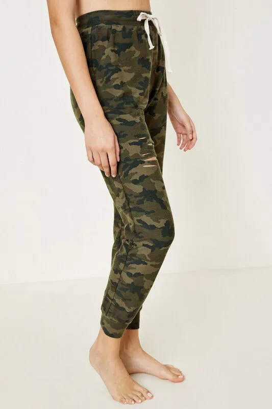 Distressed Camo Joggers