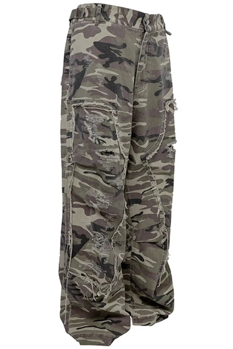 Distressed Camo Workwear Pants