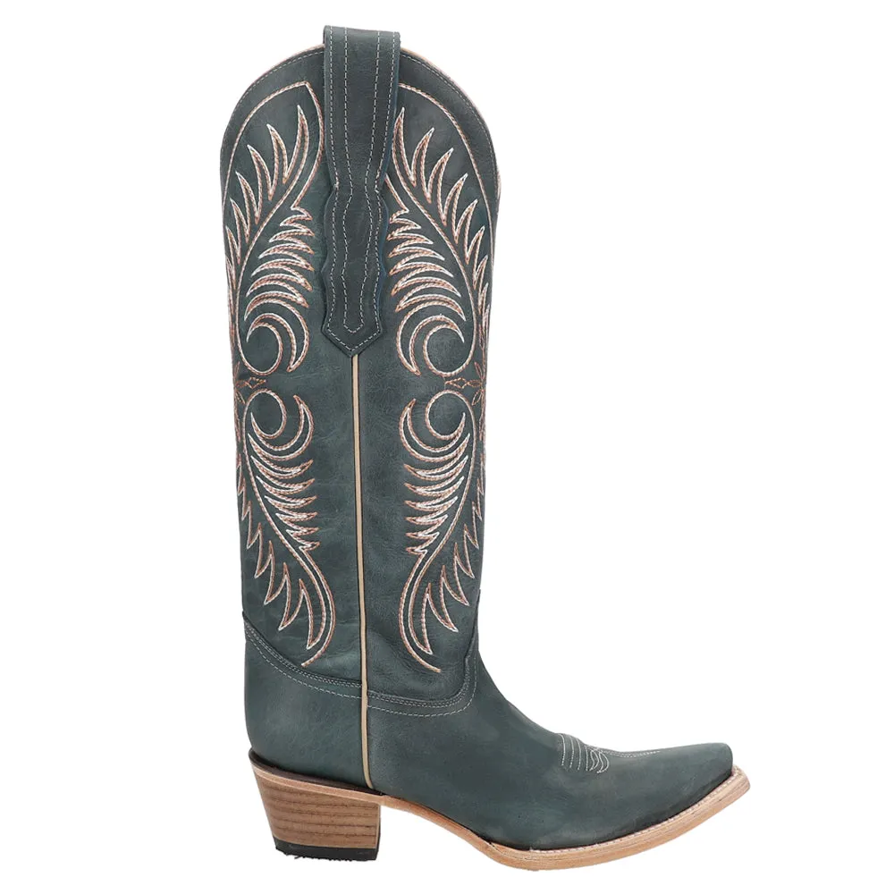 Distressed Embroidered Snip Toe Cowboy Boots