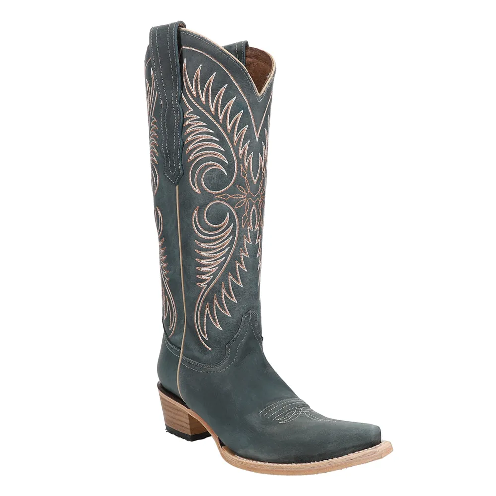 Distressed Embroidered Snip Toe Cowboy Boots