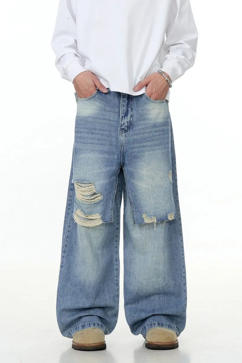 Distressed Patchwork Jeans