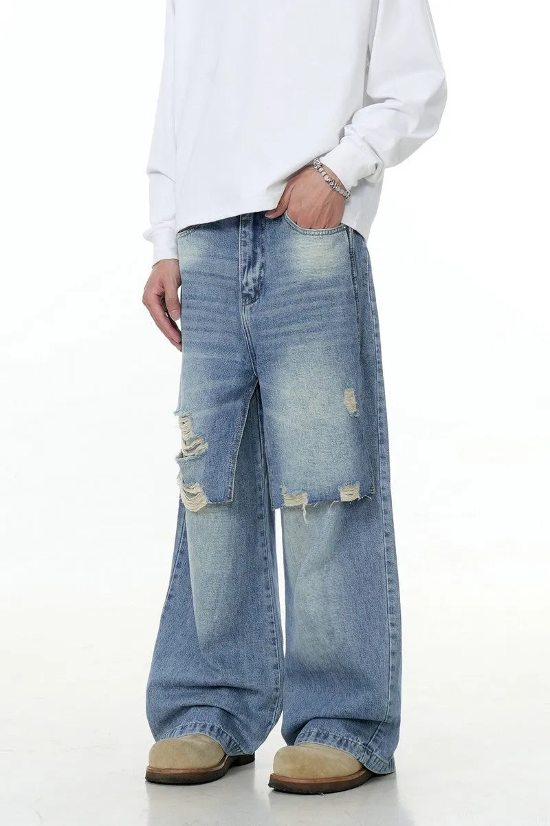 Distressed Patchwork Jeans