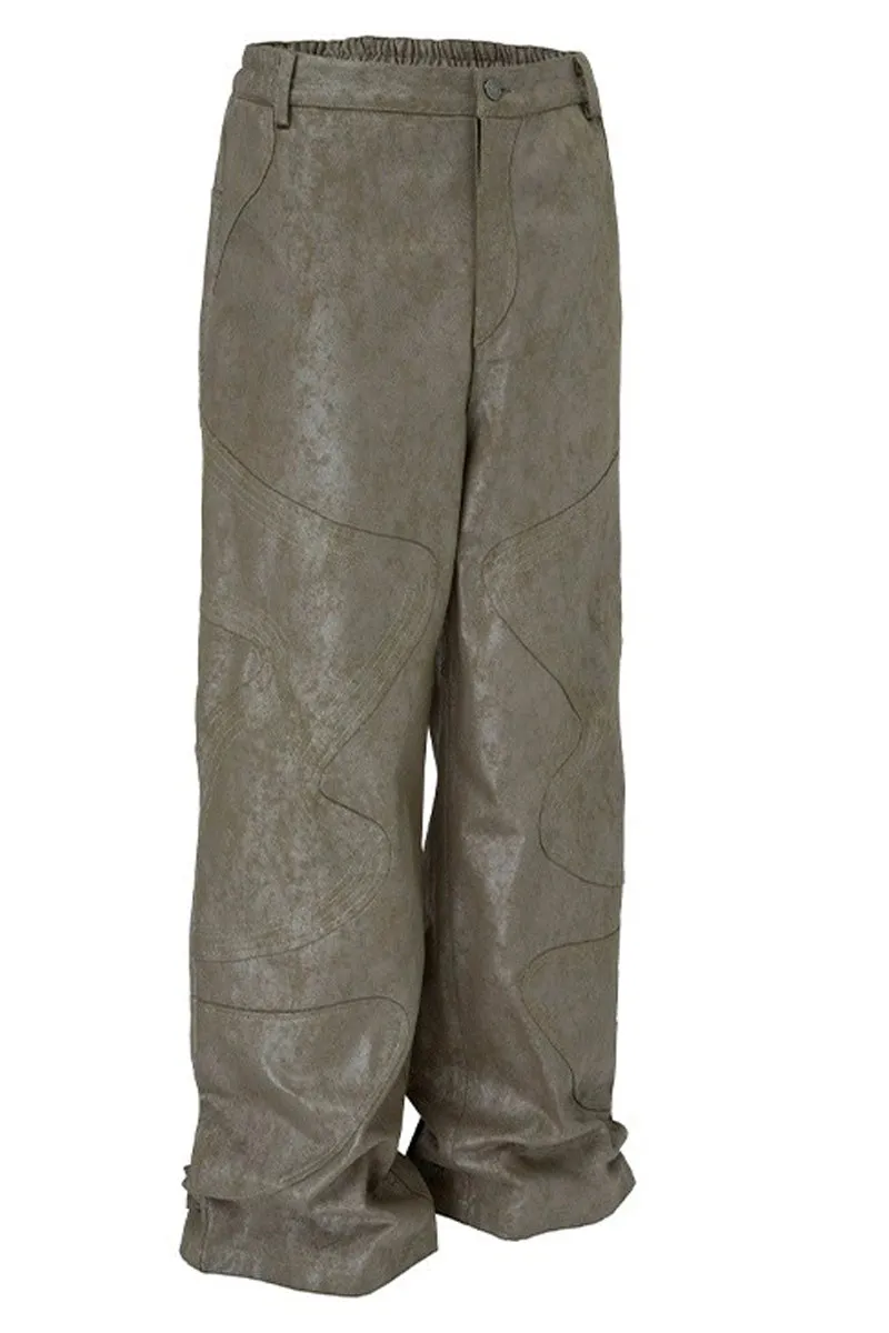 Distressed Waxed Pattern Trousers