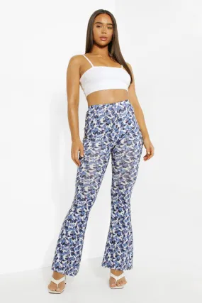 Ditsy Floral Print Jersey Flares