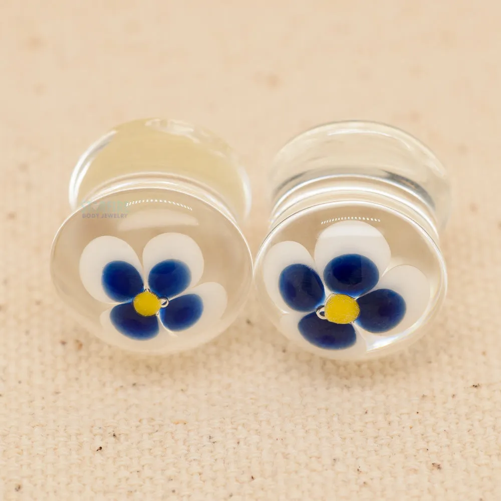 Double-Flared Dome Glass Plugs - Flower (1/2)