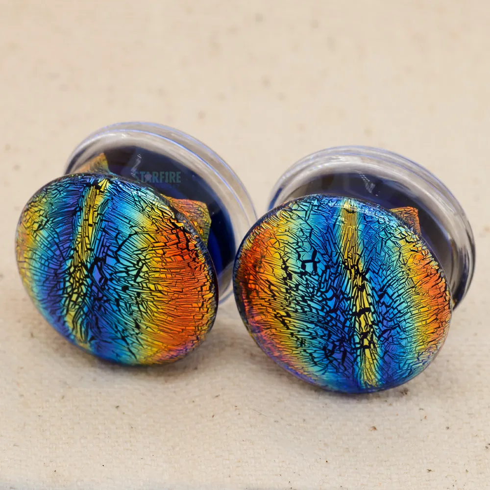 Double-Flared Glass Dichro Dome Plugs - Rainbow (7/8)