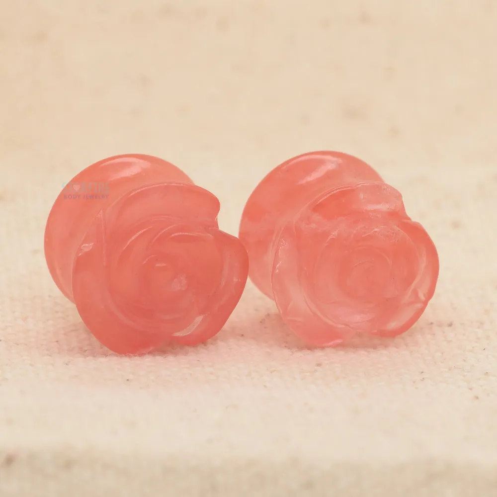 Double-Flared Rose Glass Plugs - (1/2)