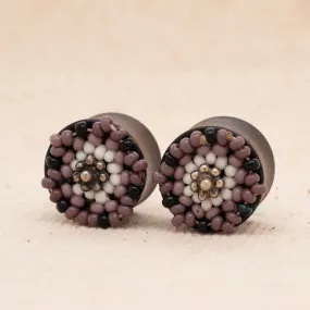 Double-Flared Wood with Beaded Flower Plugs - (1/2)