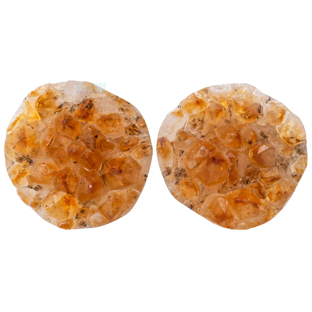 Druzy Rough Citrine Double Flared Plugs