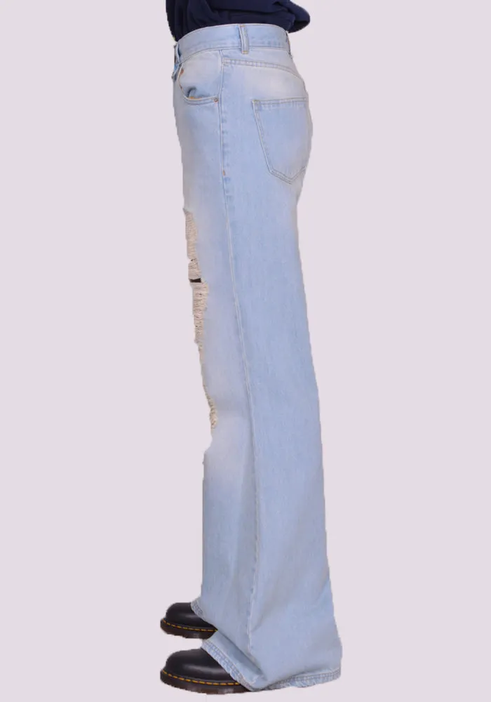 EGONLAB. DN006A ATOMIC DENIM FLARE PANTS LIGHT BLUE