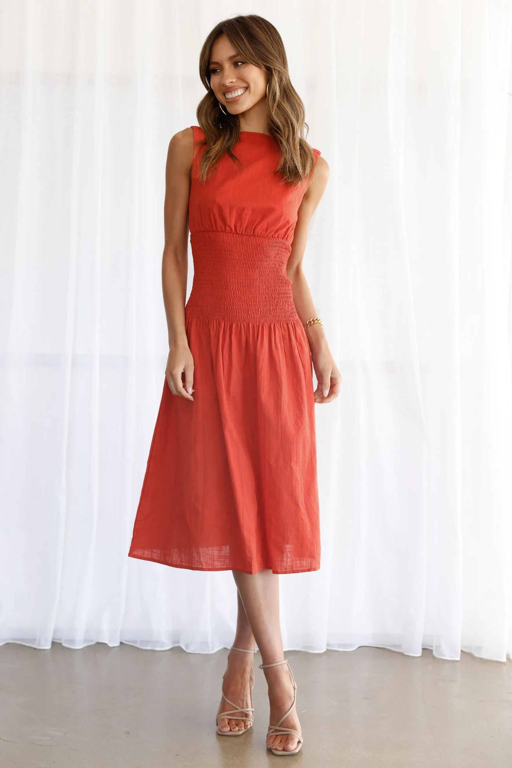 Emory Linen Dress - Rust