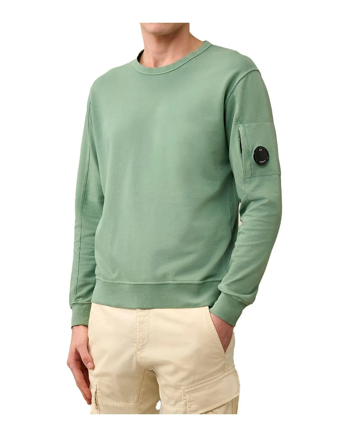 Felpa C.P. Company uomo 16CMSS032A light fleece verde shell