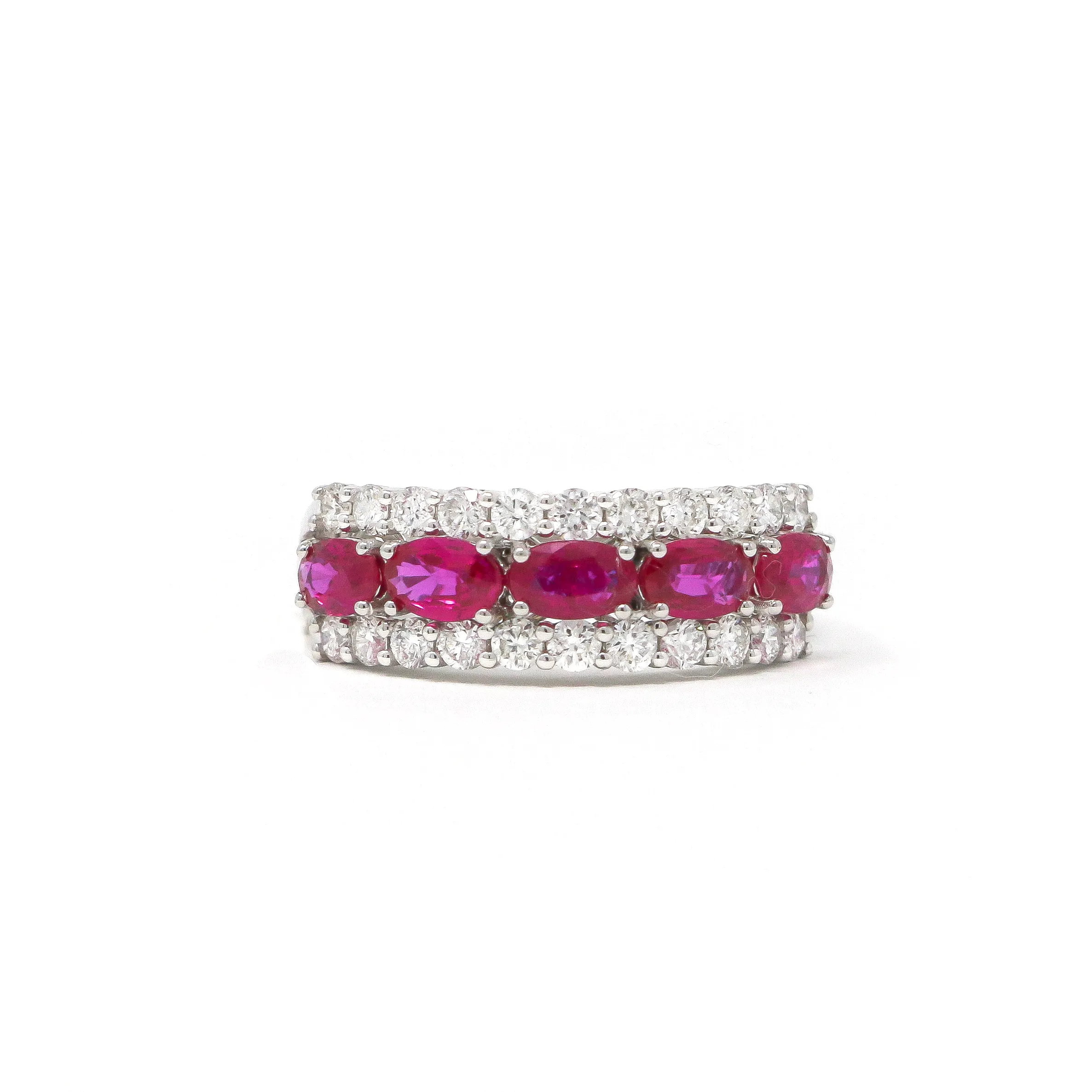 Flare Ruby Diamond Band in 18K White Gold