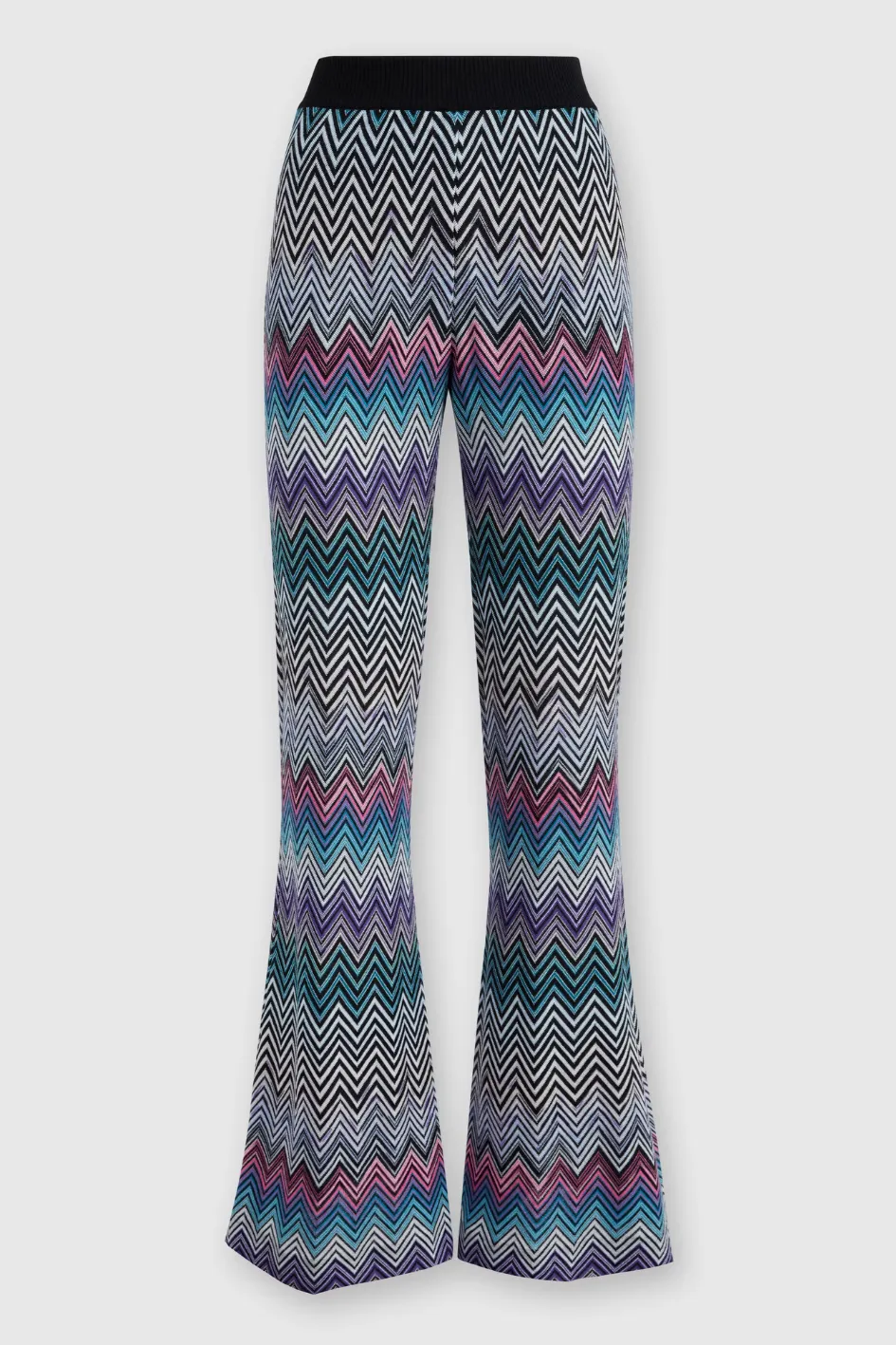 Flared Zigzag Wool Trousers