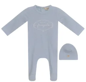 Fragile Blue Puff Print Stretchie and Beanie