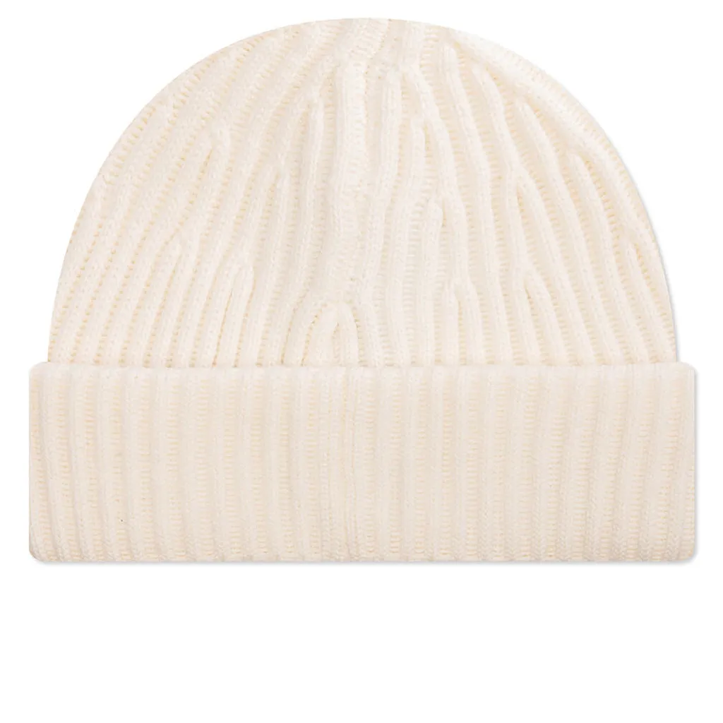 Full Rib Wool Beanie - Natural White