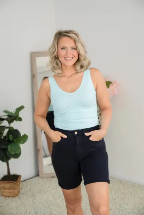 Fun in Navy Tummy Control Judy Blue Bermuda Shorts