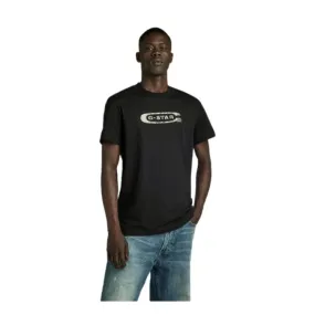 G-STAR D24420 Distressed Old Scool Logo T Shirt Uomo Dk Black