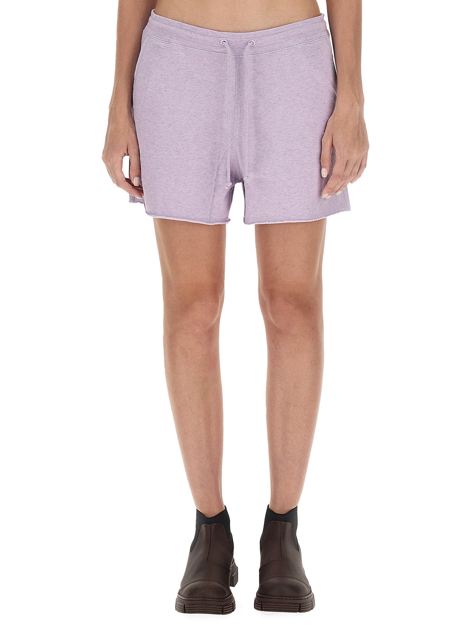 GANNI    COTTON FLEECE SHORTS WITH LOGO