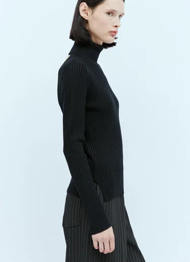 Ganni  |Wool Long Sleeves Plain High-Neck Elegant Style