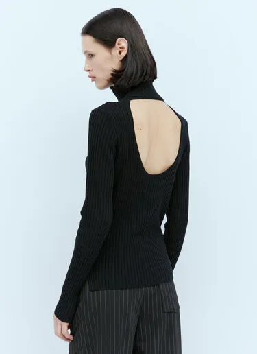 Ganni  |Wool Long Sleeves Plain High-Neck Elegant Style