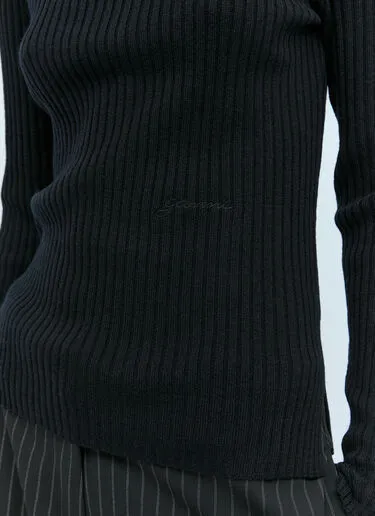 Ganni  |Wool Long Sleeves Plain High-Neck Elegant Style