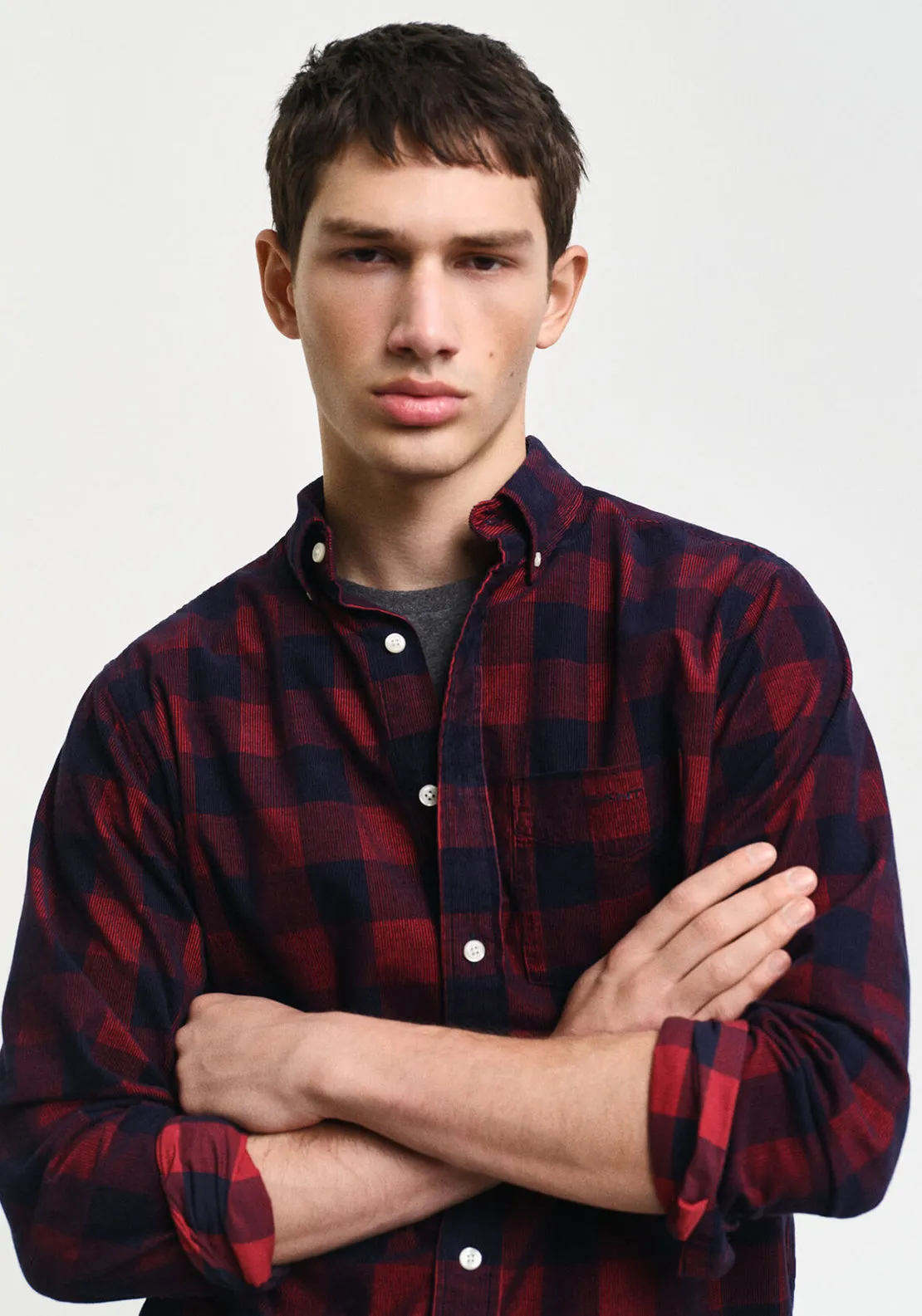 Gant Corduroy Check Shirt, Ruby Red