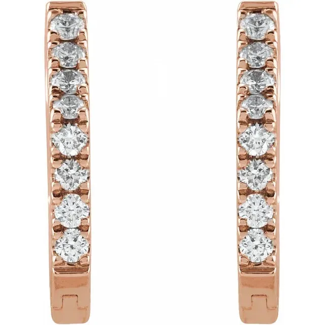 Geometric Diamond Accented Huggies Hoop Earrings