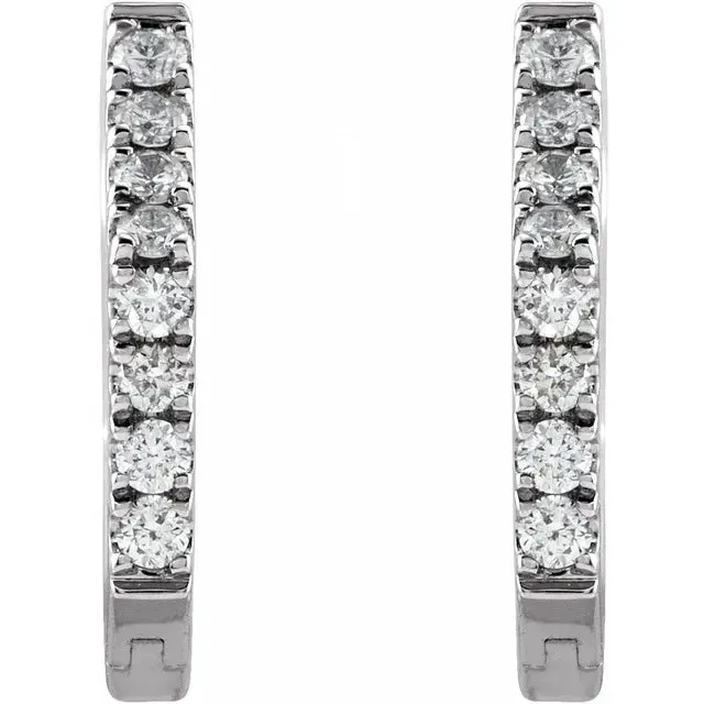 Geometric Diamond Accented Huggies Hoop Earrings