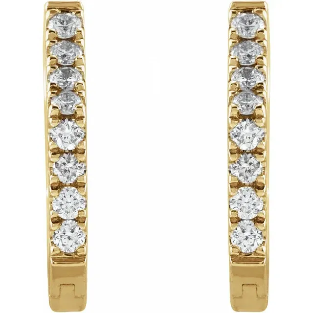 Geometric Diamond Accented Huggies Hoop Earrings