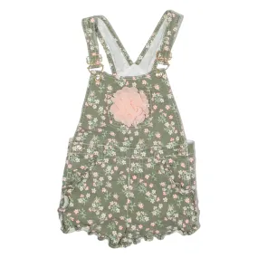 Girls Dungarees Green Regular Twill Floral ONE SIZE W14 L1