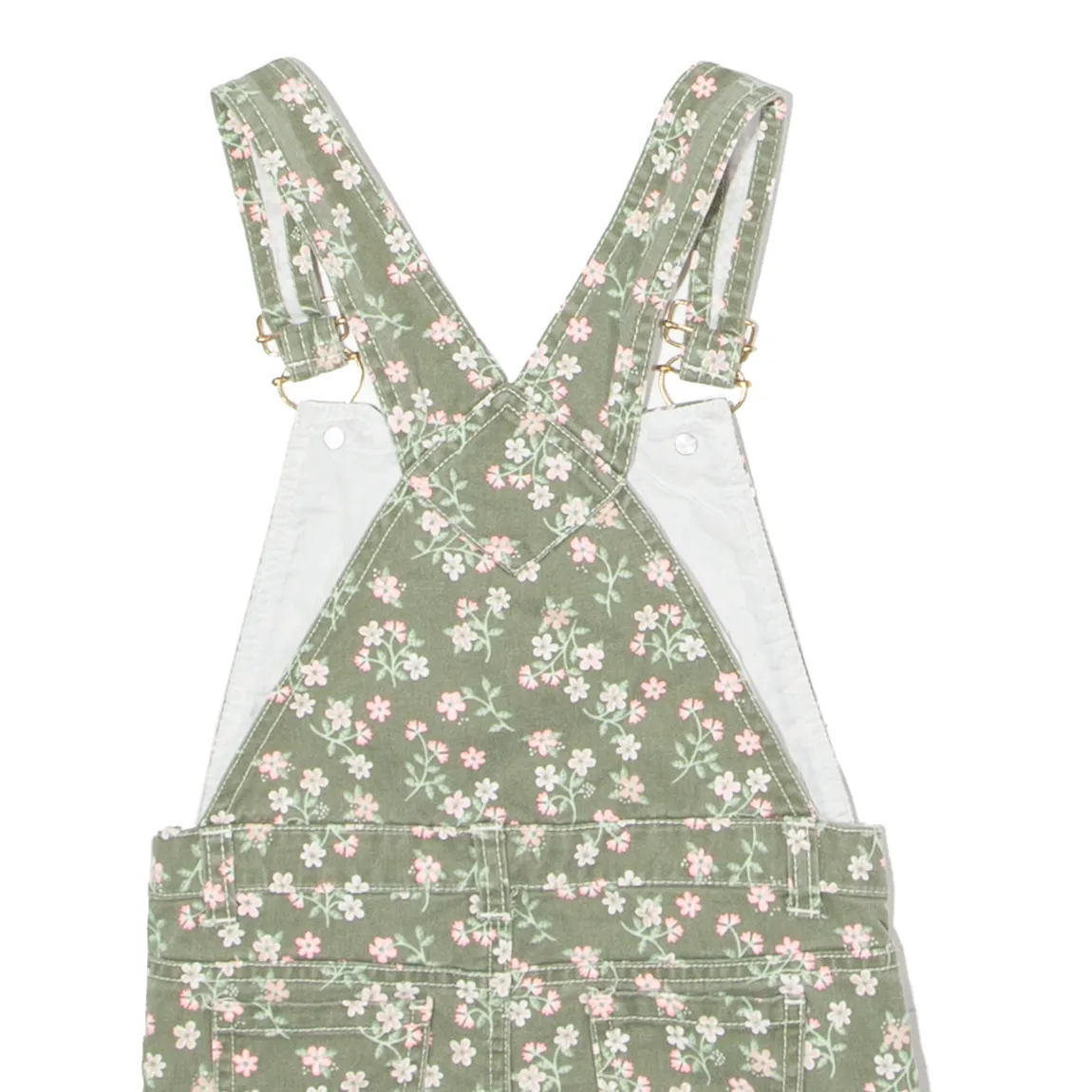 Girls Dungarees Green Regular Twill Floral ONE SIZE W14 L1