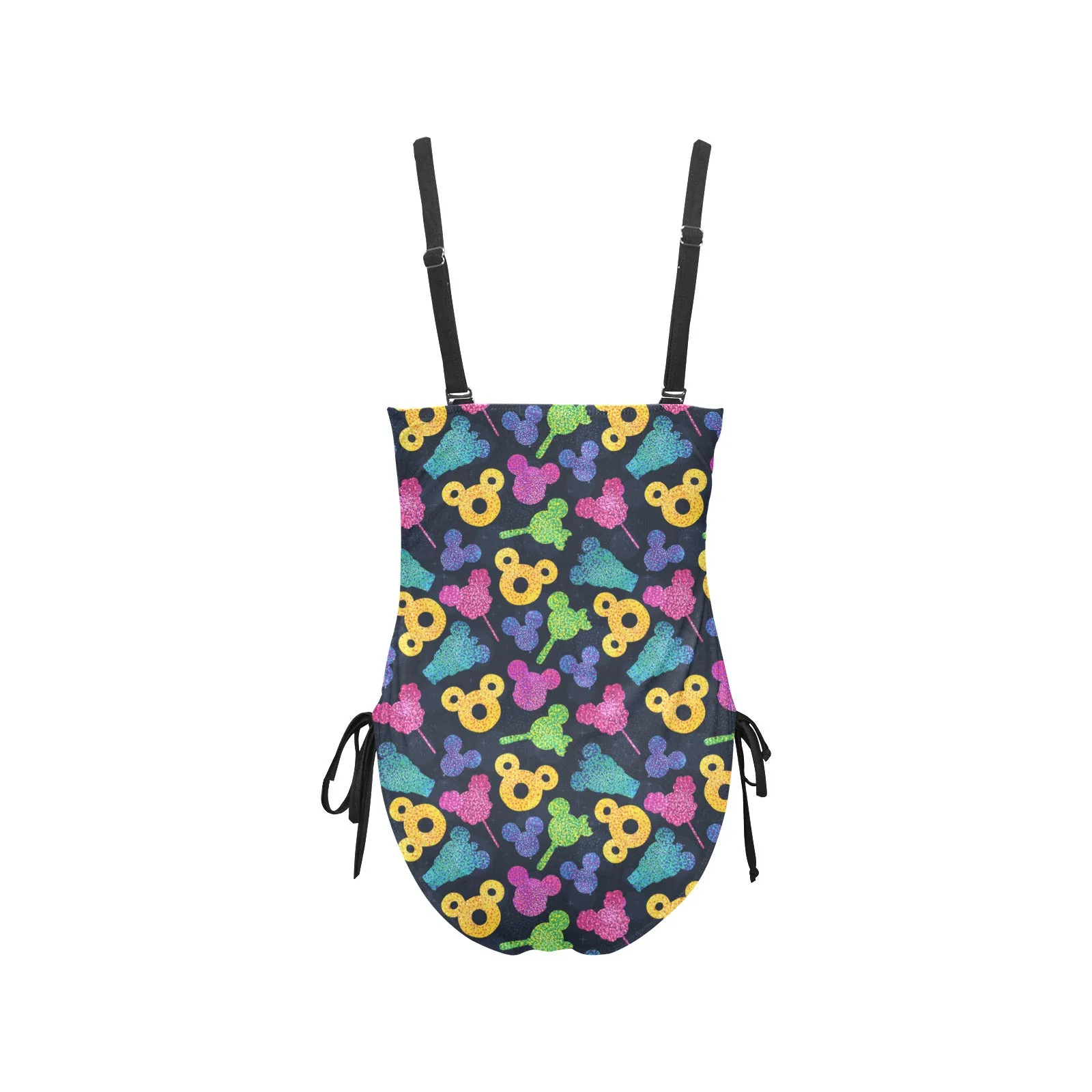 Glitter Park Snacks Drawstring Side Women's One-Piece Swimsuit